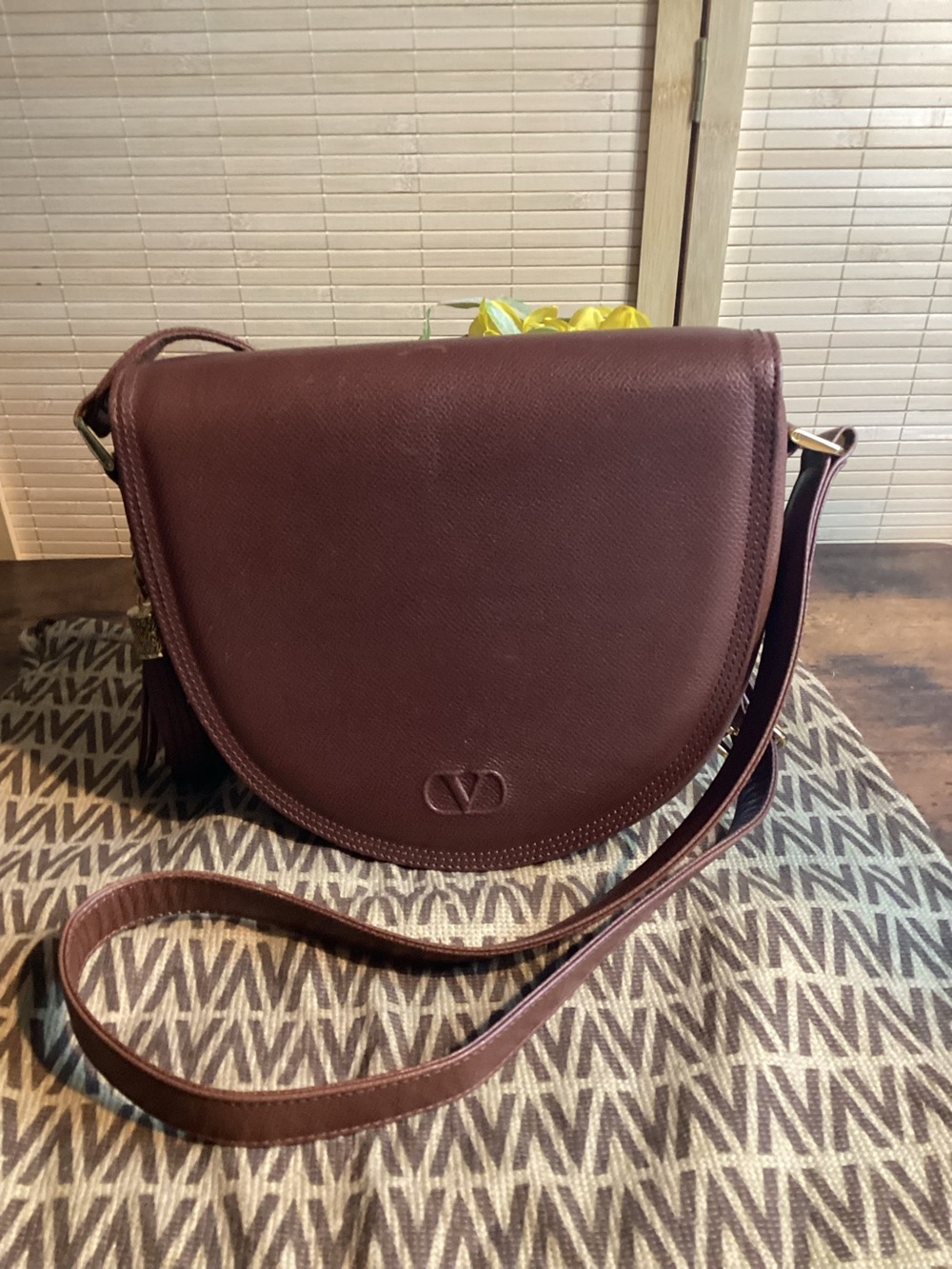 Valentino Brown Leather Saddle Crossbody Bag